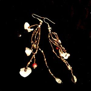 Bohemian  brown and gold statement earrings